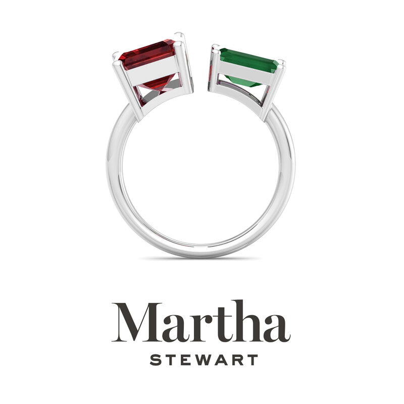 Martha Stewart 4 1/2ctw. Ruby & Emerald Two Stone Ring In Sterling Silver image number null